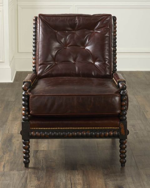 Old Hickory Tannery Ace Tufted Leather Spindle Chair | Horchow within